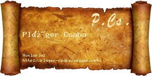 Pláger Csaba névjegykártya